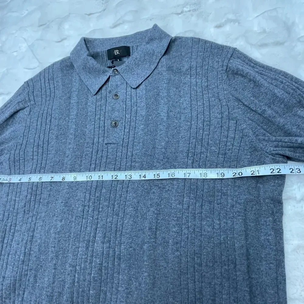 NWT $100 Banana Republic Organic Cotton Ribbed Sweater Polo Long Sleeve Mens L